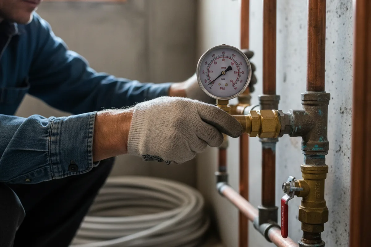 Pressure testing a repaired line during Water Line Repair in Victoria